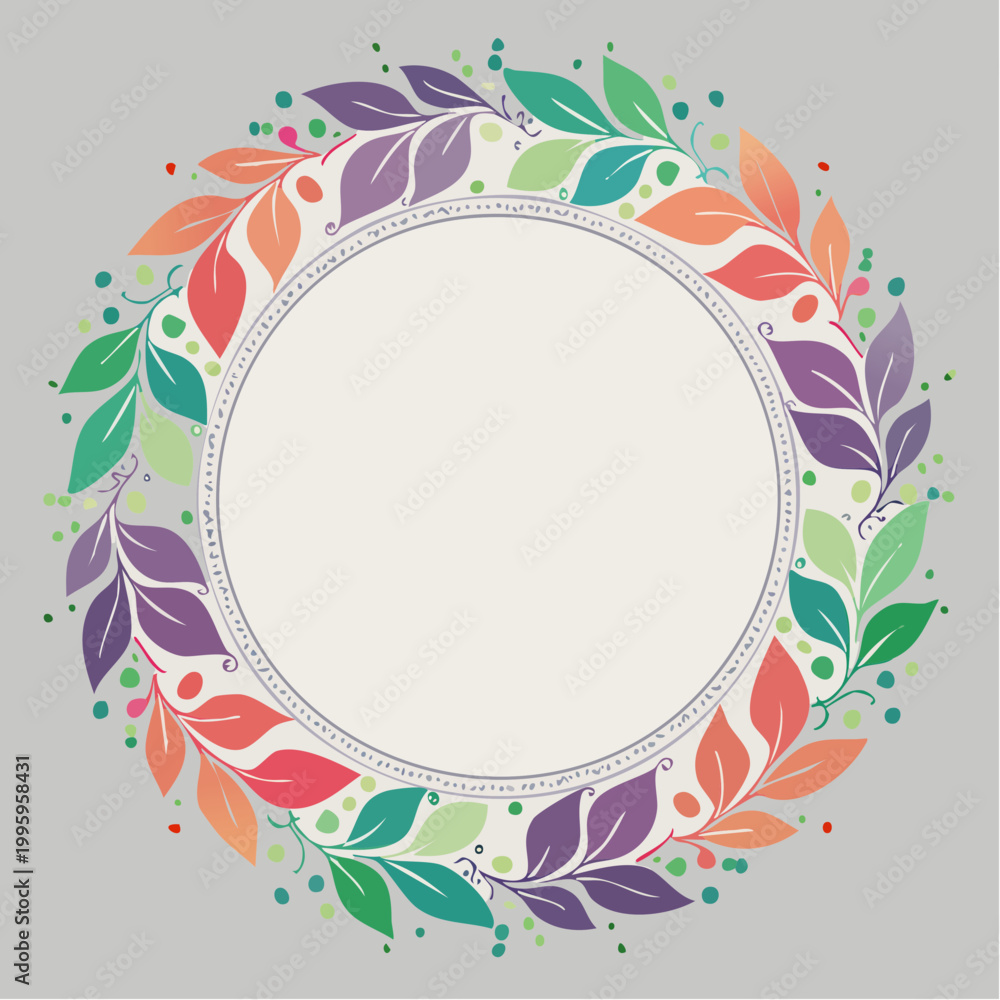 Obraz premium Colorful Leaf Wreath with Copy Space