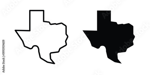 Texas icon design. Editable silhouette and Thin Stroke outlined icons pack