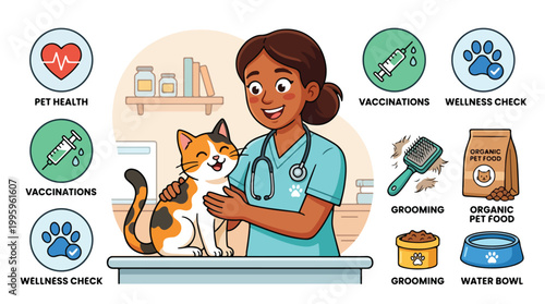 Veterinarian Examining a Cat 1.