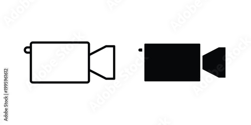 Video call icon design. Editable silhouette and Thin Stroke outlined icons pack