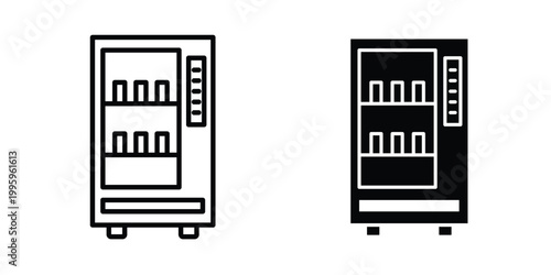 Vending machine icon design. Editable silhouette and Thin Stroke outlined icons pack