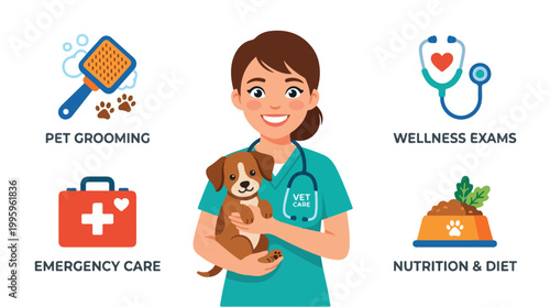 Veterinarian Holding Cute Brown Dog.