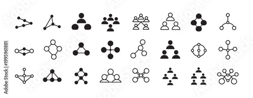 Network and connection icons, illustrating relationships, teamwork, and organizational structures.