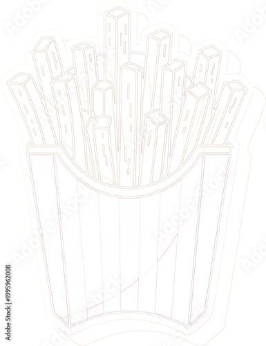 French Fries Fast Food Vector Illustration with Crispy Potato Sticks in Paper Cup for Restaurant, Menu, and Food Delivery Designs