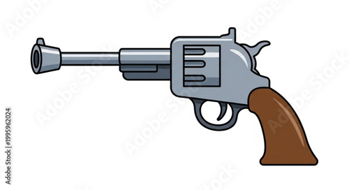 Classic Revolver Pistol Weapon Illustration.