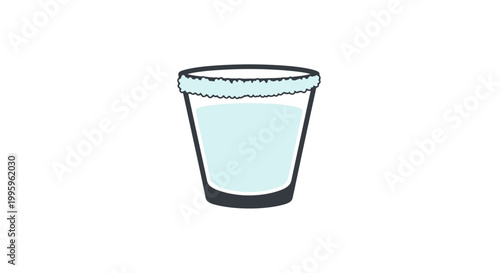 A glass of clear liquid.