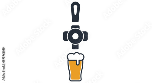 Beer tap handle pouring glass.
