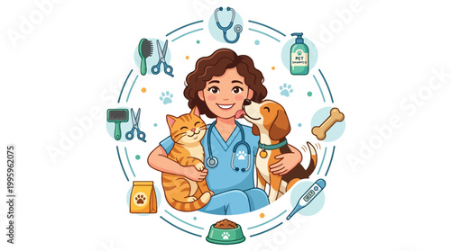 Veterinarian with Cat and Dog 2.