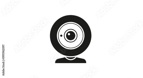 Black and white security camera icon.