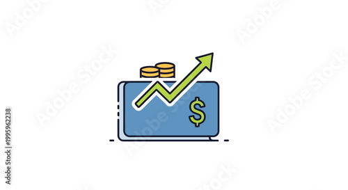 Blue wallet with dollar sign and coins.