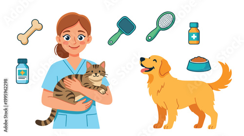 Veterinarian with cat and dog 1.
