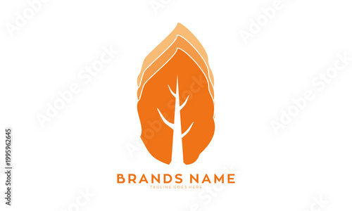 Tree on leaf silhouette design vector