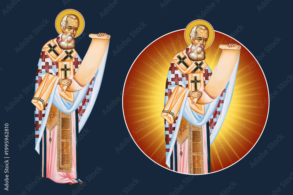 Fototapeta premium Gregory of Nazianzus. Illustration - fresco set in Byzantine style