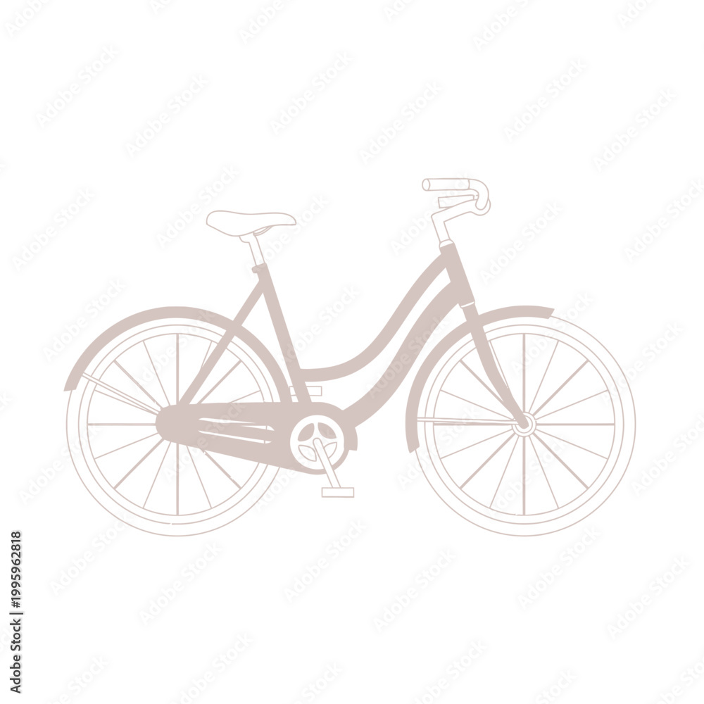 Fototapeta premium A bicycle is shown in profile on a plain background with wheels and a frame.