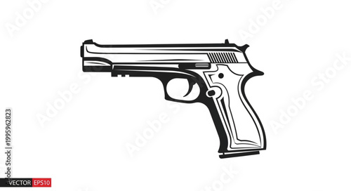 Detailed Illustration of a Modern Semi-Automatic Handgun.