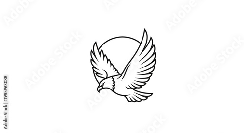 Eagle Flying Silhouette with Sun Behind.