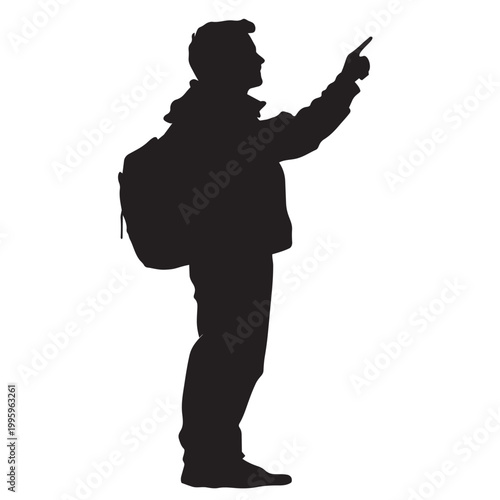 silhouette of a man with a backpack