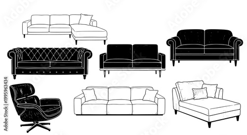 Collection of Diverse Sofa Styles and Designs for Interior Decor