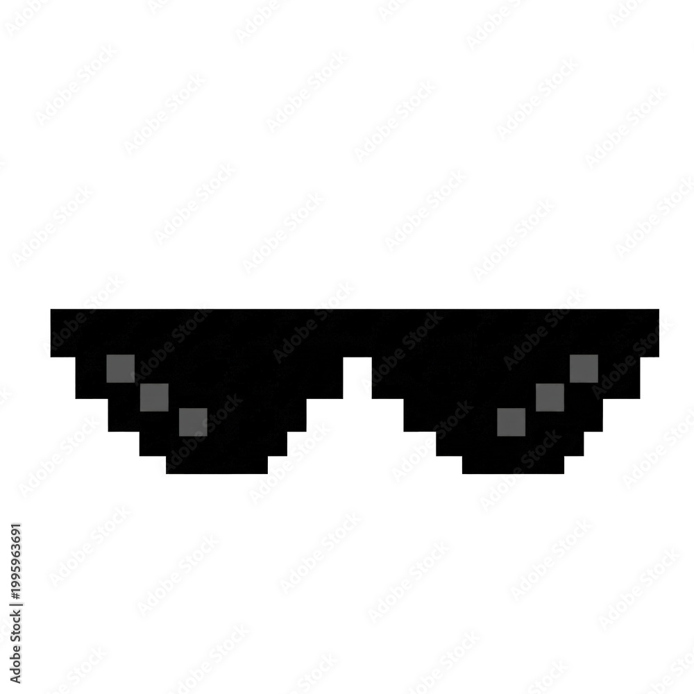 Fototapeta premium Pixelated black deal with it meme sunglasses isolated