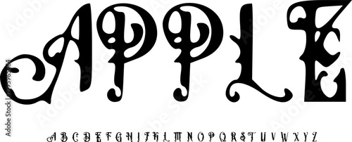 APPLE Elegant Decorative Display Font Alphabet – Stylish Curved Typeface with Vintage Artistic Style for Branding, Logo Design, Editorial Headlines, Posters, Packaging, and Creative Typography Project