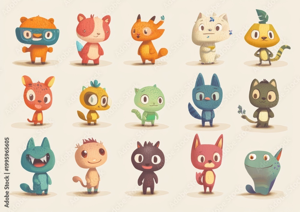 Obraz premium set of funny animals
