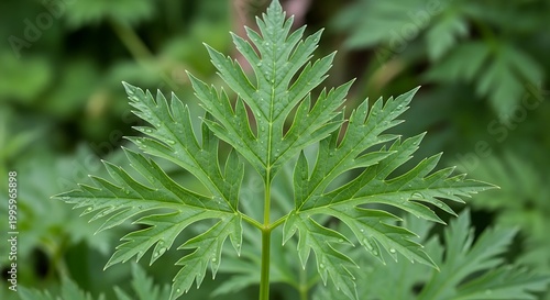 Detailed close-up of vibrant green plant leaves.