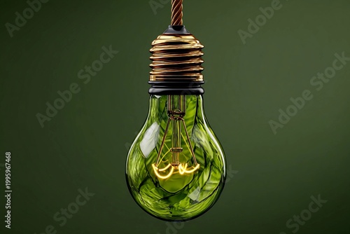 Bright Glow Symbolizes the Promise of Clean Energy in a Green Bulb Generative AI