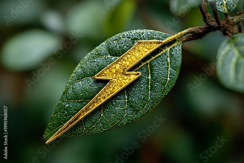 Unique Lightning Bolt Leaf Captures Nature's Artistry in Vibrant Detail Generative AI