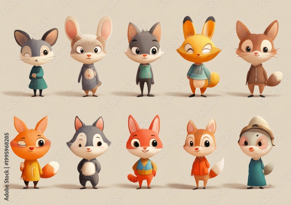 Obraz premium set of funny animals