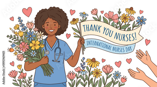 Group of nurses and doctors for International Nurses Day celebration