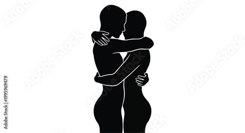 Two people embracing warmly in a loving silhouette, symbolizing connection and support.