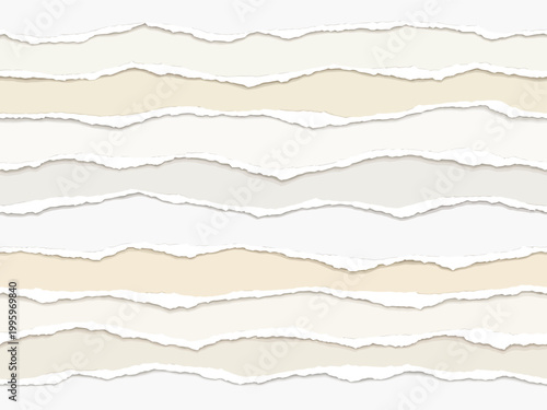 Print  Seamless Torn Paper Edge Vector Background with Realistic Organic Rip Texture Layers