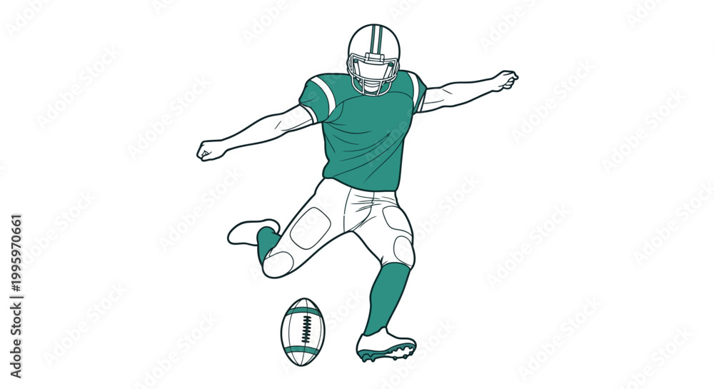 Fototapeta premium American Football Player Kicking Ball.