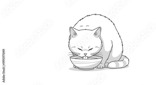 Cat eating from a bowl.