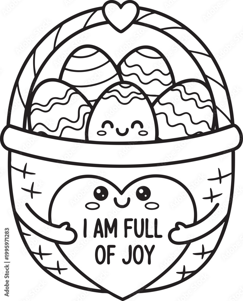 Obraz premium Easter basket with joyful heart and eggs
