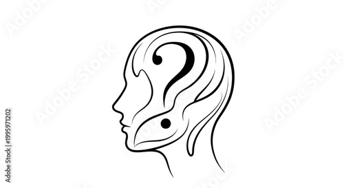 Conceptual human head profile with question mark symbol