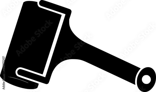 Black silhouette of a brayer roller with handle isolated on white background