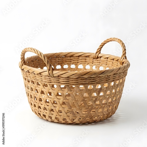 Woven Bamboo Basket for Qurban Distribution Isolated on White