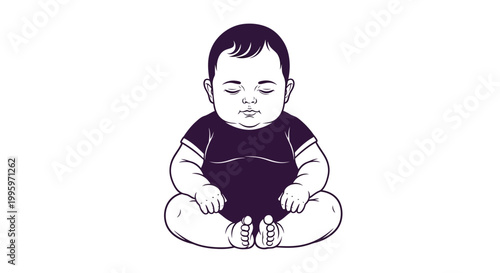 Cute Baby Sitting Cross Legged.