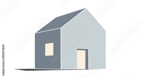 Minimalist House Design with Simple Geometric Shapes and Abstract Style