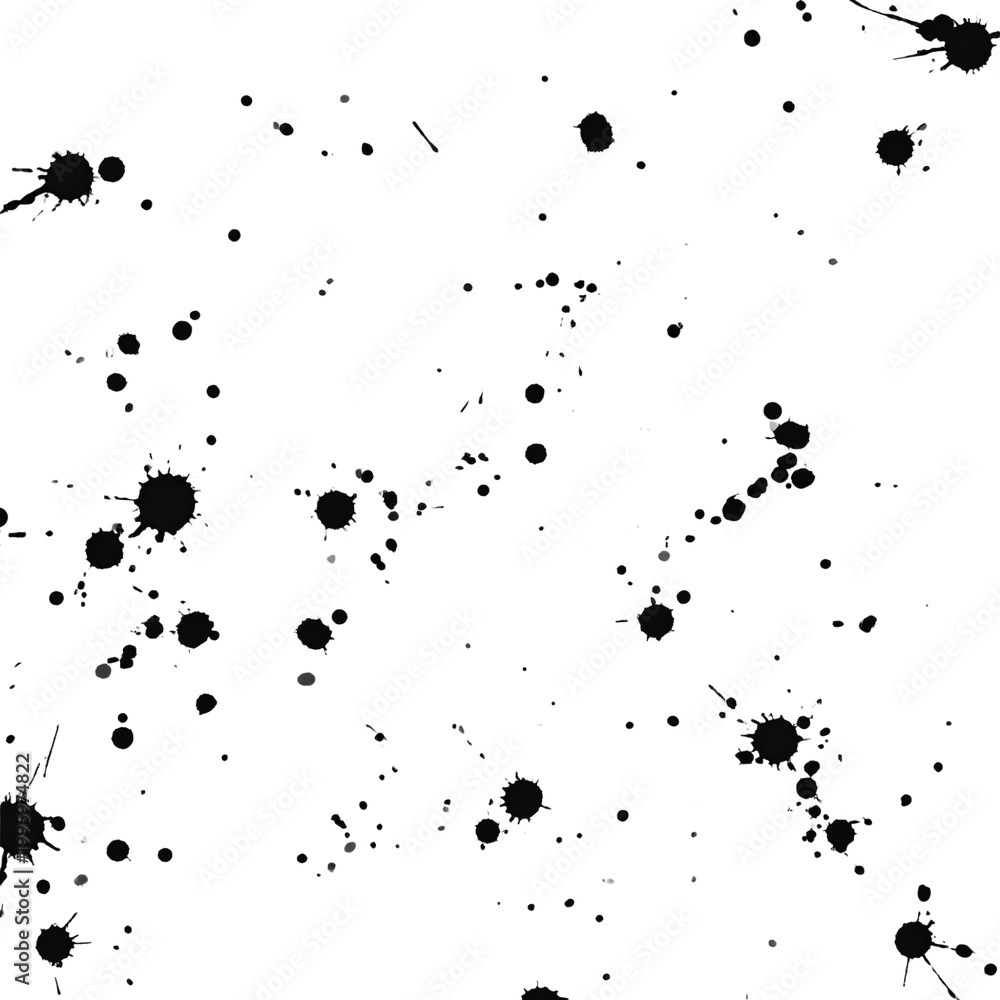 Obraz premium A series of black ink stains and splatters resembling grunge-style paint smudges and liquid droplets.