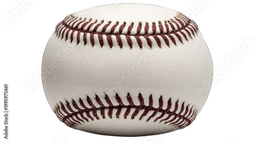 A single classic white baseball with red stitching for sports and recreation isolated on transparent background