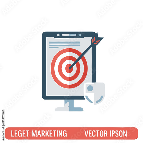 Computer screen with target and arrow.