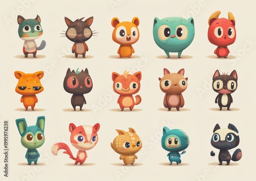set of funny animals