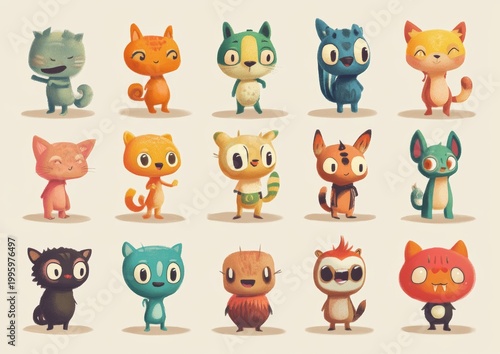 set of funny animals