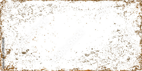 A vintage grunge background featuring old paper texture with a brown rusty metal pattern and an artistic paint splash on a dirty textured surface frame