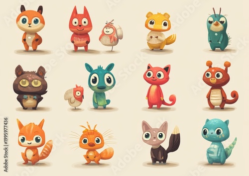 set of funny animals