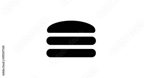 Black burger icon on white background.