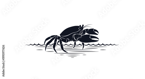 Black Crab Side Profile Illustration.