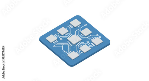Blue Electronic Microchip Circuit Board.